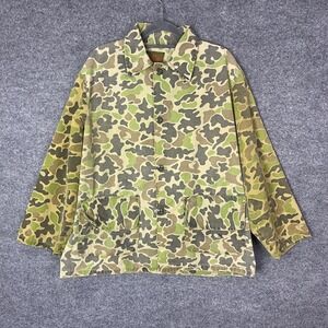 Vintage 70s SafTbak Duck Camo Hunting Jacket Green Brown Camouflage Large